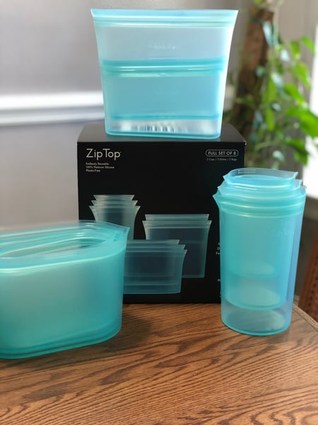  Zip Top Reusable Food Storage Bags, Snack Bag [Teal], Silicone Meal Prep Container, Microwave, Dishwasher and Freezer Safe
