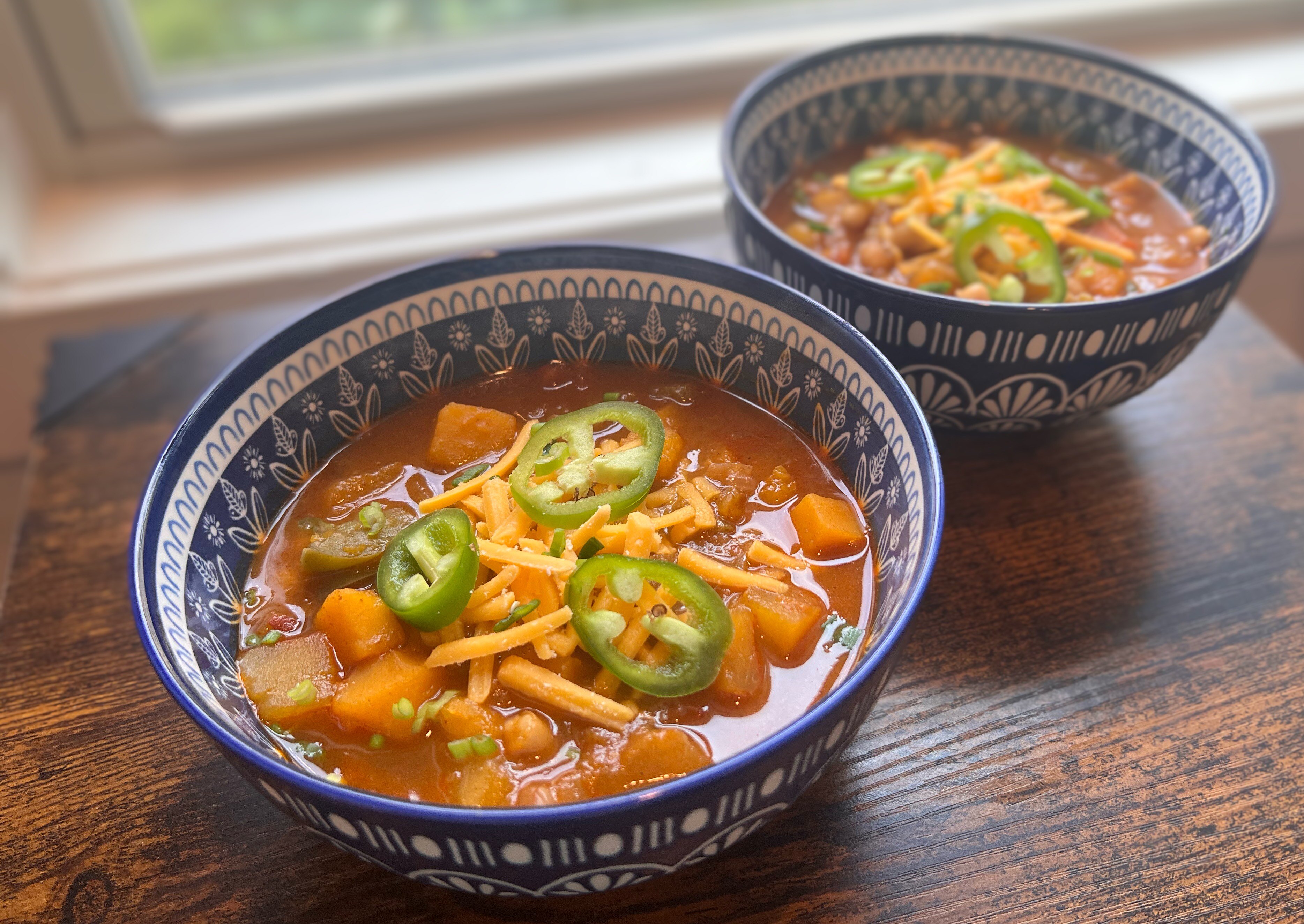 Vegan Butternut Squash and Pumpkin White Bean Chili